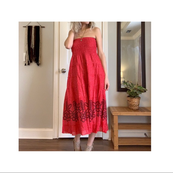 Free People Strapless Peasant Dress - Picture 1 of 4